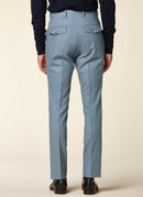 Pantalon En Flanelle De Laine "Istretch" - Bleu - De Fursac - The Bradery