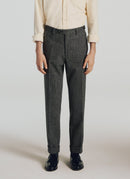 Grey Scratch Coated Virgin Wool Trousers - Grey, Tweed Effect - De Fursac - The Bradery