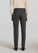 Grey Scratch Coated Virgin Wool Trousers - Grey, Tweed Effect - De Fursac - The Bradery