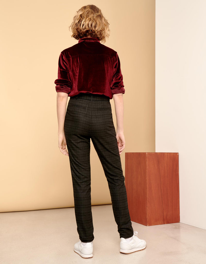 Pantalon High Waist Arnaud Fancy - Checked Grey - Pantalons - Reiko - The Bradery