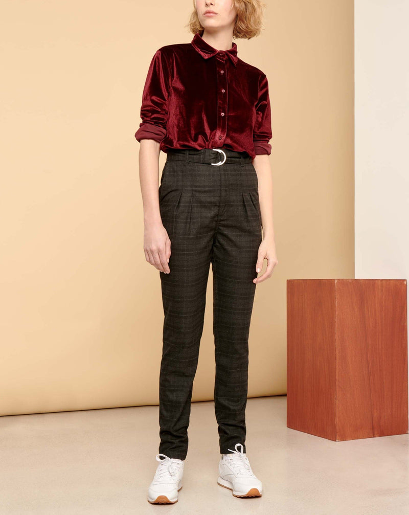 Pantalon High Waist Arnaud Fancy - Checked Grey - Pantalons - Reiko - The Bradery