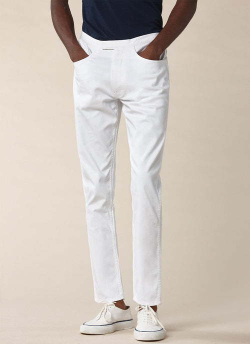 Pantalon Jean En Coton Stretch Blanc - Blanc - De Fursac - The Bradery