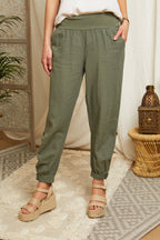 Khaki Trousers - Women TROUSERS & SHORTS Autour Du Lin
