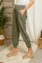 Khaki Trousers - Women TROUSERS & SHORTS Autour Du Lin