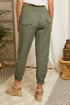 Khaki Trousers - Women TROUSERS & SHORTS Autour Du Lin