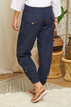 Navy Trousers - Women TROUSERS & SHORTS Autour Du Lin