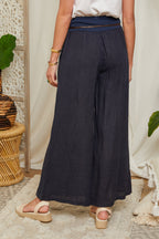 Navy Trousers - Women TROUSERS & SHORTS Autour Du Lin