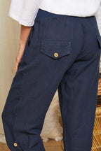 Navy Trousers - Women TROUSERS & SHORTS Autour Du Lin
