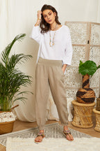 Taupe Trousers - Women TROUSERS & SHORTS Autour Du Lin
