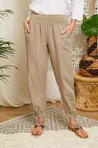 Taupe Trousers - Women TROUSERS & SHORTS Autour Du Lin