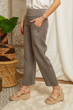 Taupe Trousers - Women TROUSERS & SHORTS Autour Du Lin