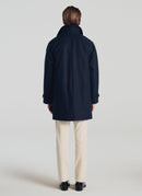 Navy Blue Wool Blend Parka - Navy Blue - De Fursac - The Bradery