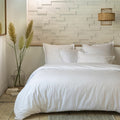 Parure De Couette 3Pcs 100% Percale De Coton 80 Fils/Cm2 - Uni Blanc - Baton Rouge - The Bradery