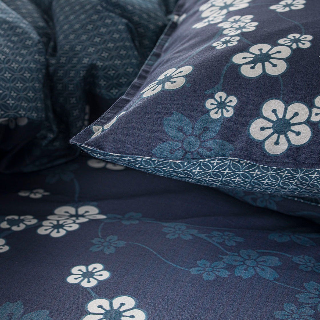 Juego de cama para 2 personas de algodón estampado Sunshine 5.11 - Azul Juego de cama TODAY