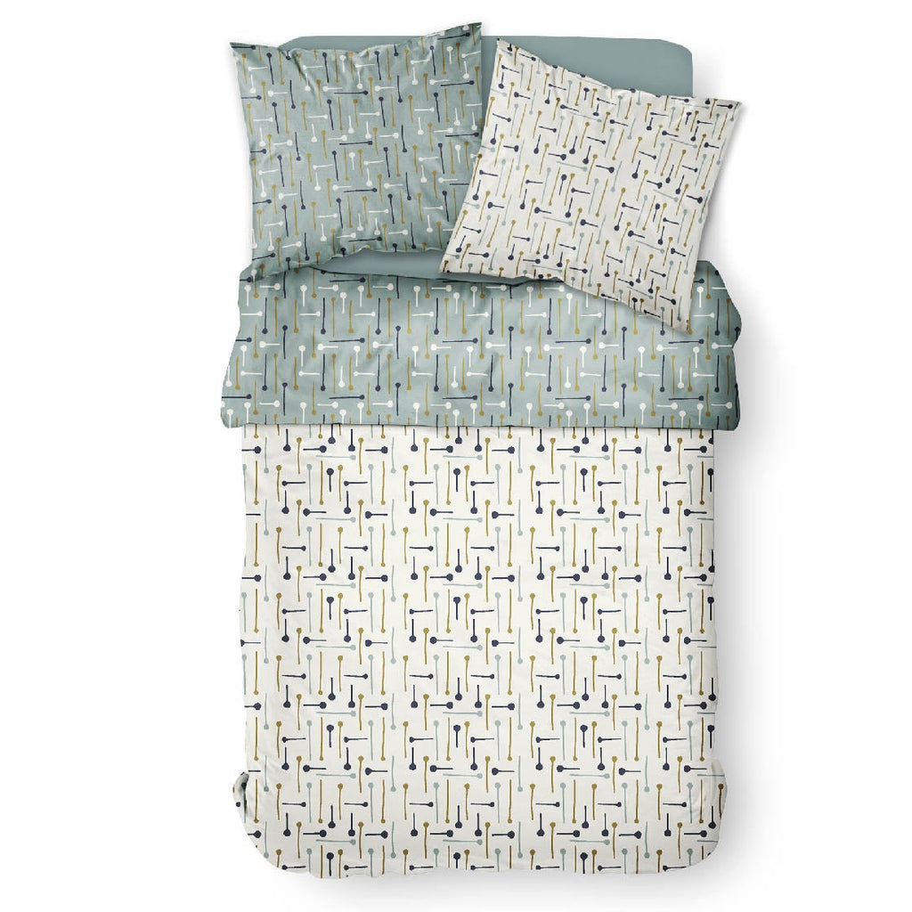 Parure De Lit 2 Personnes Coton Imprime Sunshine 6.46 - Blanc Parure de Lit TODAY2