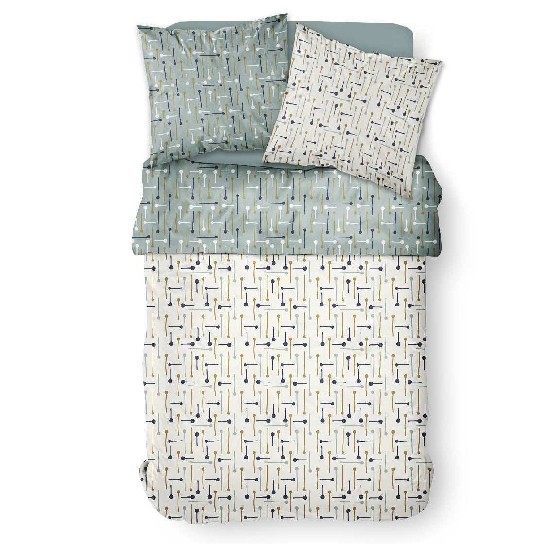 Parure De Lit 2 Personnes Coton Imprime Sunshine 6.46 - Blanc Parure de Lit TODAY2