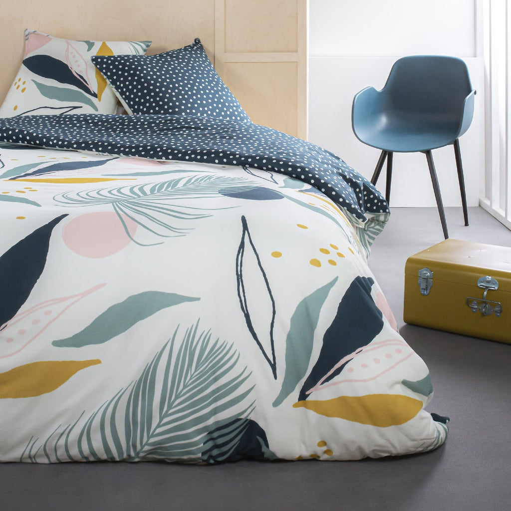 Juego De Cama - 2 Personas - Algodón Estampado Sunshine 6.7 - Liso Azul - TODAY - The Bradery