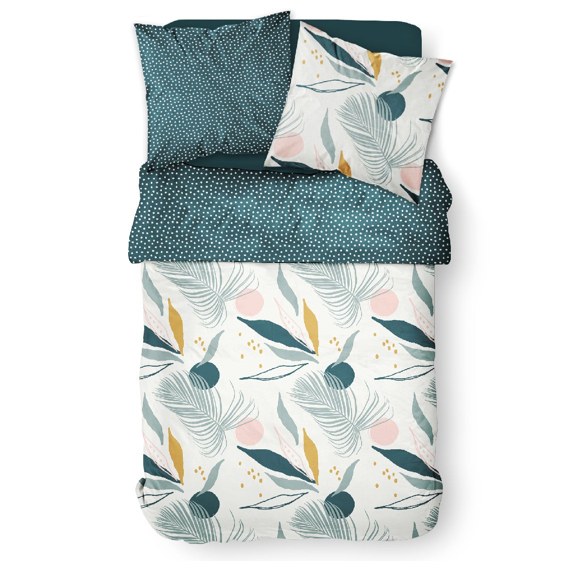 Juego De Cama - 2 Personas - Algodón Estampado Sunshine 6.7 - Liso Azul - TODAY - The Bradery