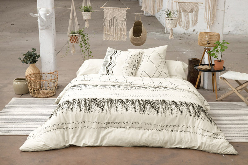 Parure De Lit (Housse De Couette + Taie(s) D'Oreiller) Coton Imprimé Berbere - L'EffetPapillon2 - The Bradery