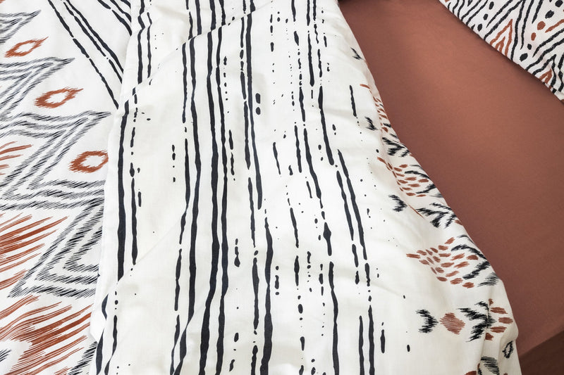 Parure De Lit (Housse De Couette + Taie(s) D'Oreiller) Coton Imprimé Ethnic - L'EffetPapillon2 - The Bradery