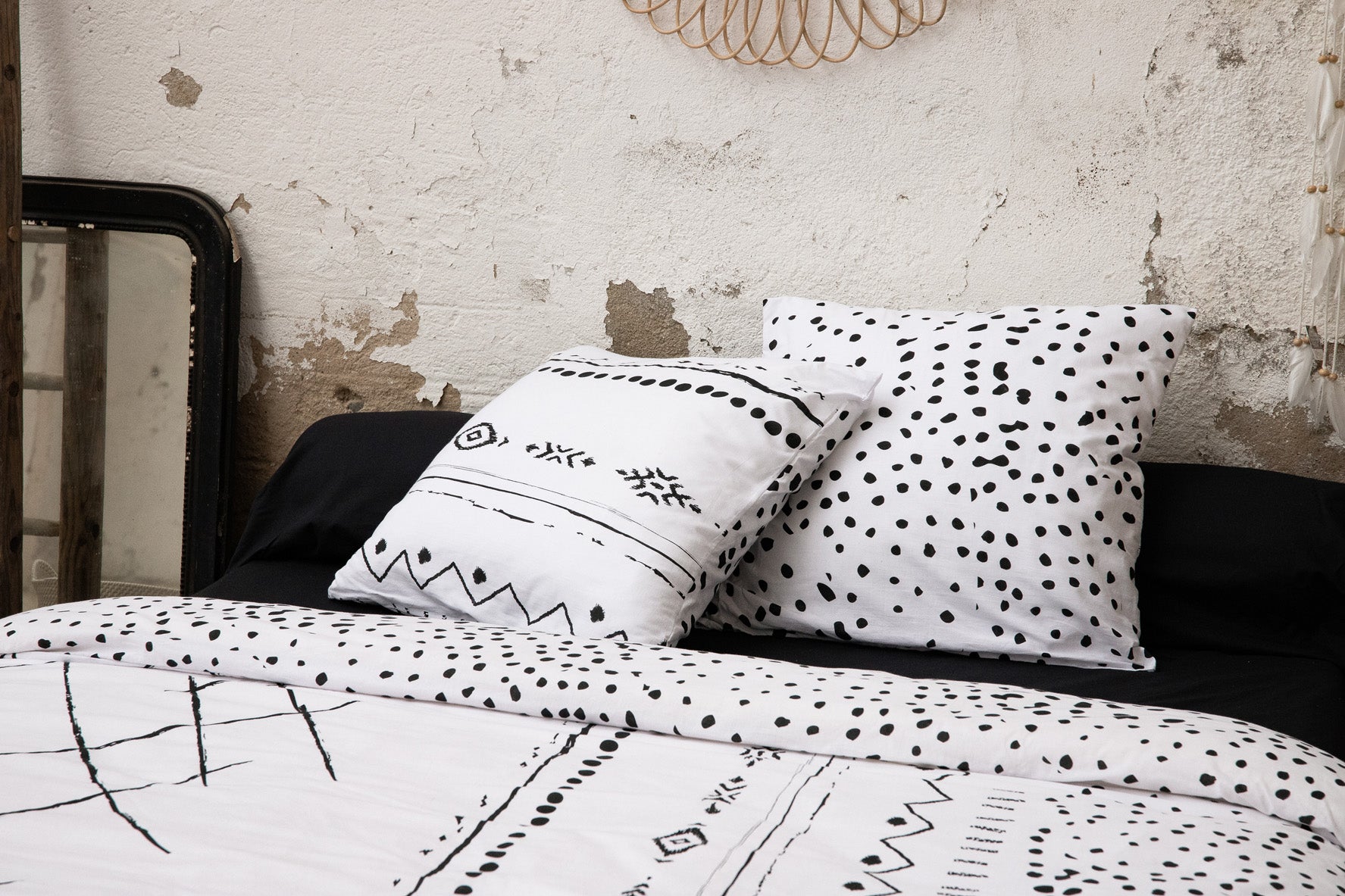 Parure De Lit (Housse De Couette + Taie(s) D'Oreiller) Coton Imprimé Ikat - L'EffetPapillon2 - The Bradery