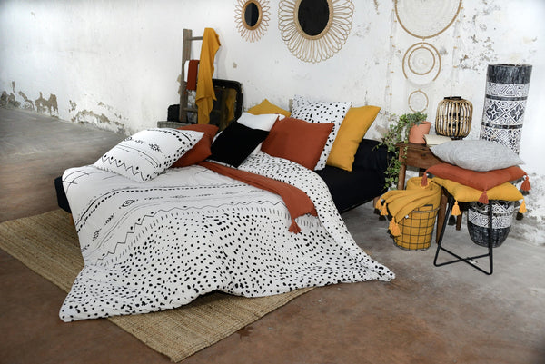 Parure De Lit (Housse De Couette + Taie(s) D'Oreiller) Coton Imprimé Ikat - L'EffetPapillon2 - The Bradery
