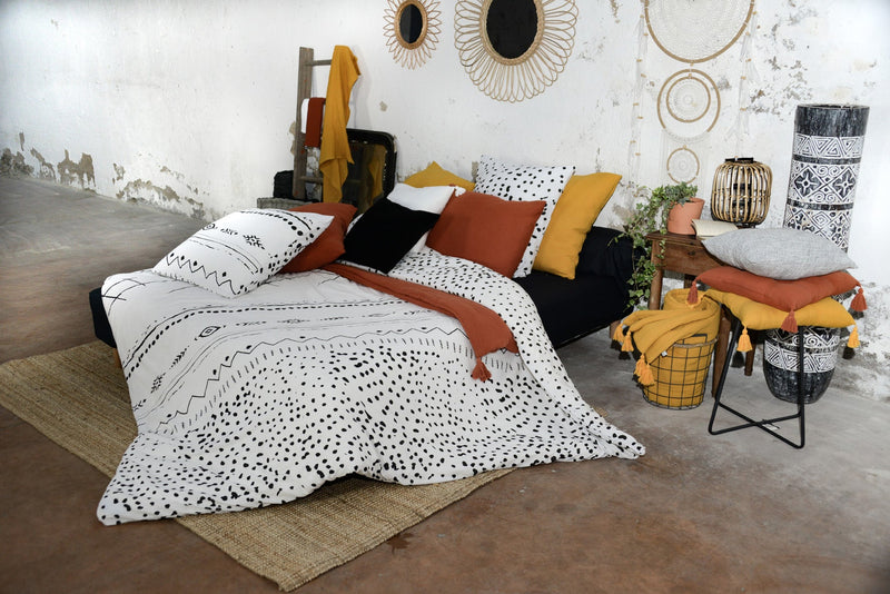 Parure De Lit (Housse De Couette + Taie(s) D'Oreiller) Coton Imprimé Ikat - L'EffetPapillon2 - The Bradery