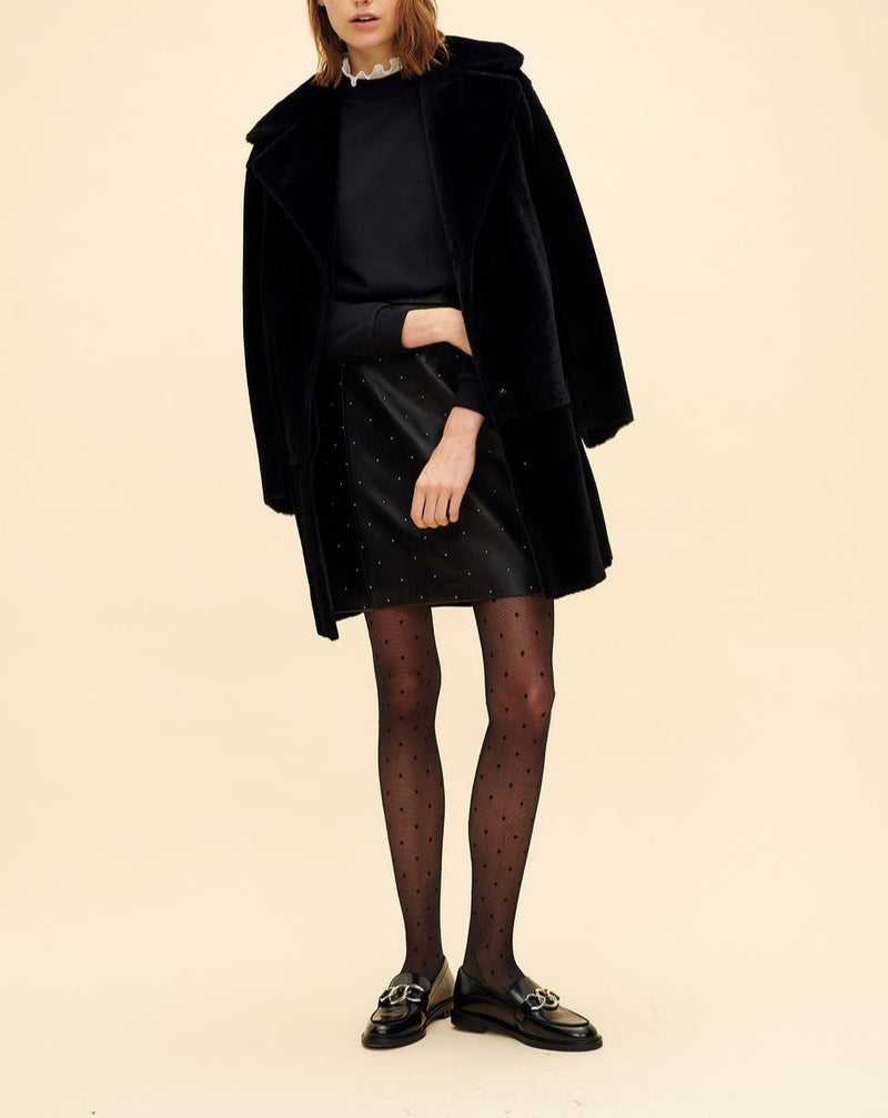 Peau Lainée Fancy - Noir - Claudie Pierlot - The Bradery