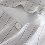 Housse De Couette - En Percale De Coton Lavé - Rayures Bleues