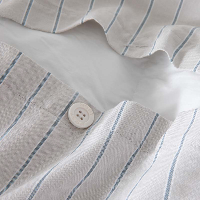 Housse De Couette - En Percale De Coton Lavé - Rayures Bleues
