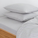 2 Pillowcases - Washed Cotton Percale - Blue Stripes