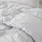 Housse De Couette - En Percale De Coton Lavé - Rayures Bleues