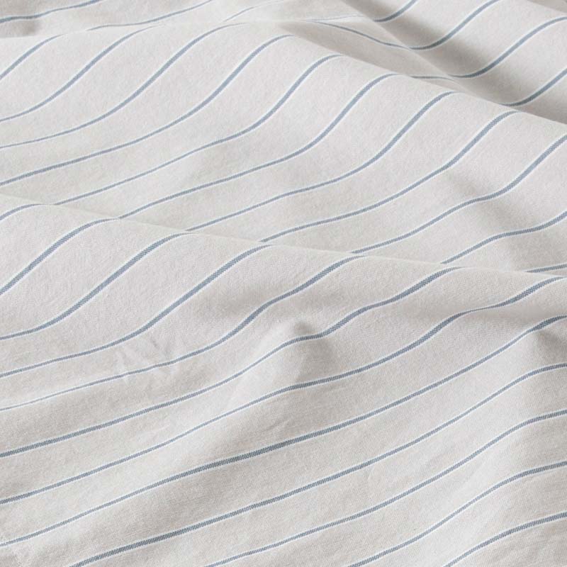 2 Pillowcases - Washed Cotton Percale - Blue Stripes