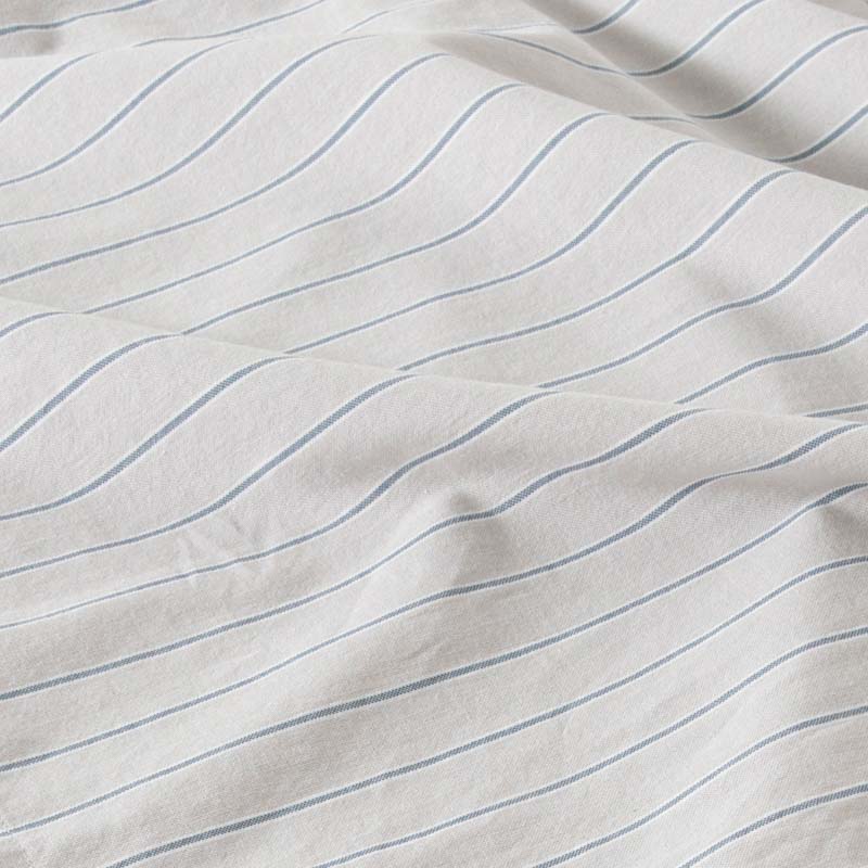 Drap Housse - En Percale De Coton Lavé - Rayures Bleues