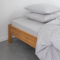 Drap Housse - En Percale De Coton Lavé - Rayures Bleues