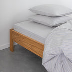Drap Housse - En Percale De Coton Lavé - Rayures Bleues