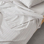 Flat Sheet - In Washed Cotton Percale Blue Stripes