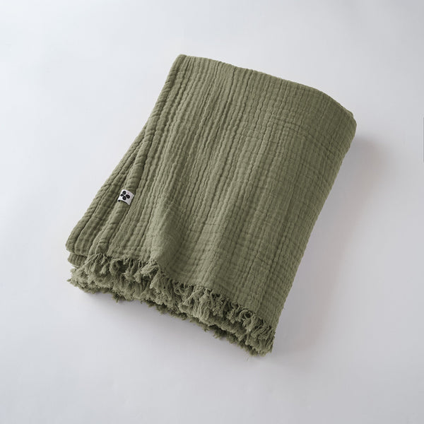 Plaid Con Flecos Gaïa Romarin - L'Effet Papillon - The Bradery