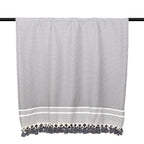 Plaid Chevron Pompon Chevron Stockholm - Gris Moyen - Febronie - The Bradery