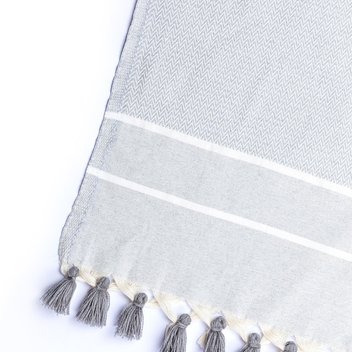 Stockholm Chevron Pompom Plaid - Pearl Gray - Febronie -The Bradery