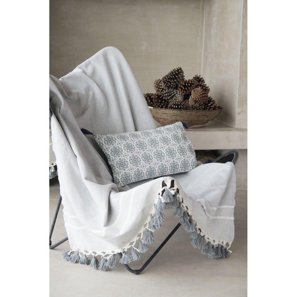 Stockholm Chevron Pompom Plaid - Pearl Gray - Febronie -The Bradery