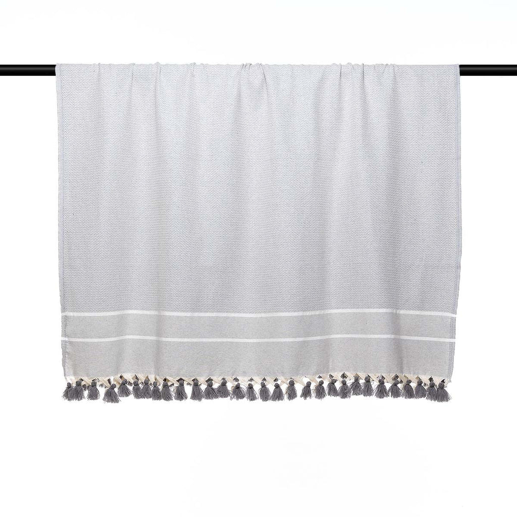 Stockholm Chevron Pompom Plaid - Pearl Gray - Febronie -The Bradery