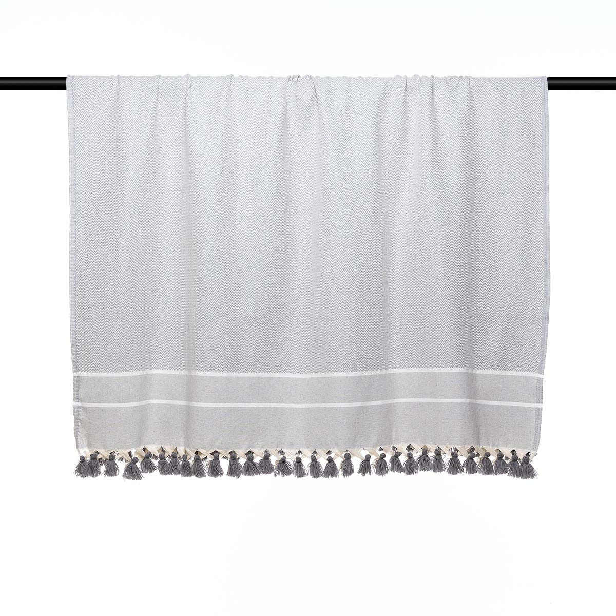 Stockholm Chevron Pompom Plaid - Pearl Gray - Febronie -The Bradery