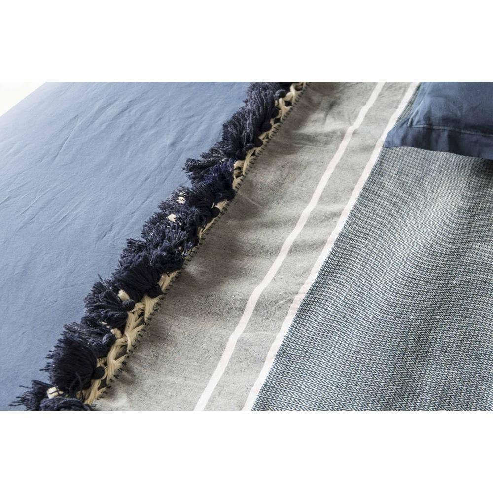 Plaid Chevron Pompon Chevron Stockholm - Petrole - Febronie - The Bradery