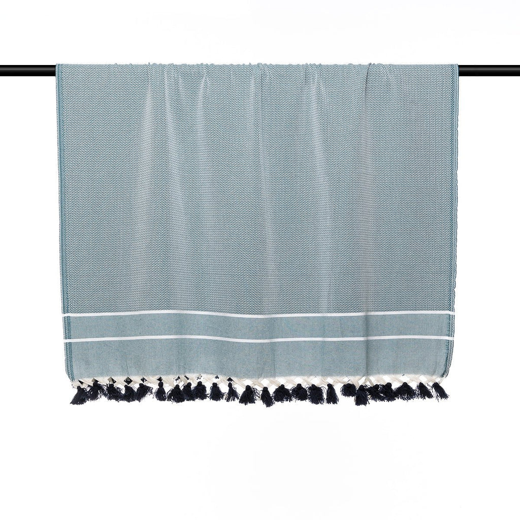 Plaid Chevron Pompon Chevron Stockholm - Petrole - Febronie - The Bradery