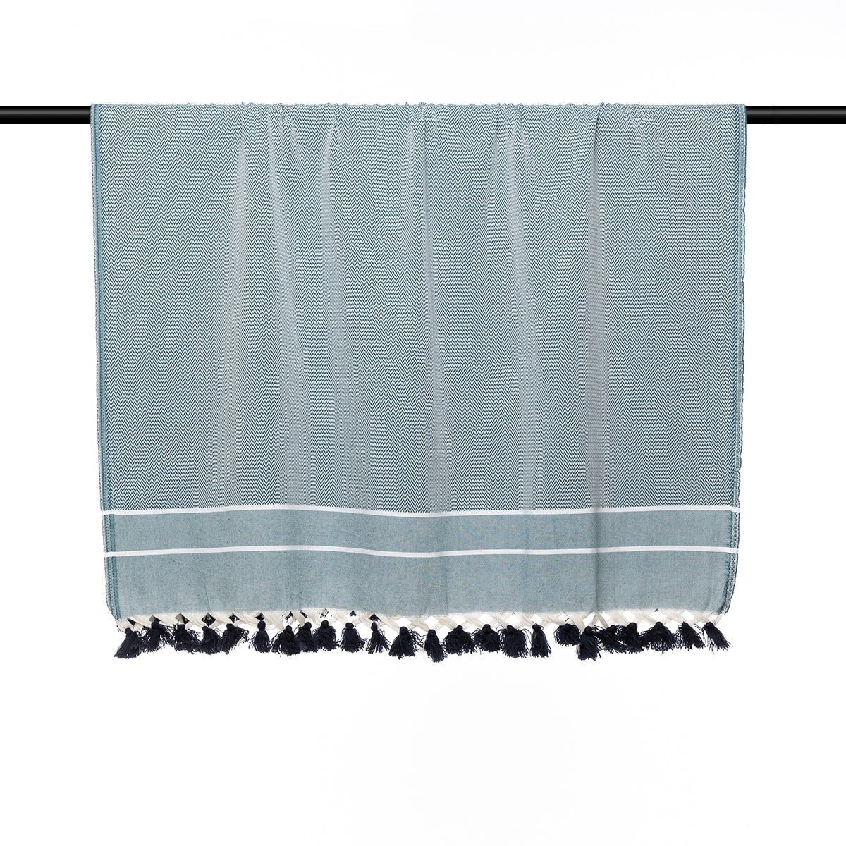 Plaid Chevron Pompon Chevron Stockholm - Petrole - Febronie - The Bradery