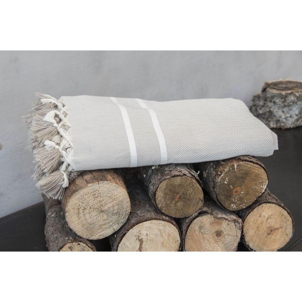 Stockholm Chevron Pompom Plaid - Light Taupe - Febronie -The Bradery