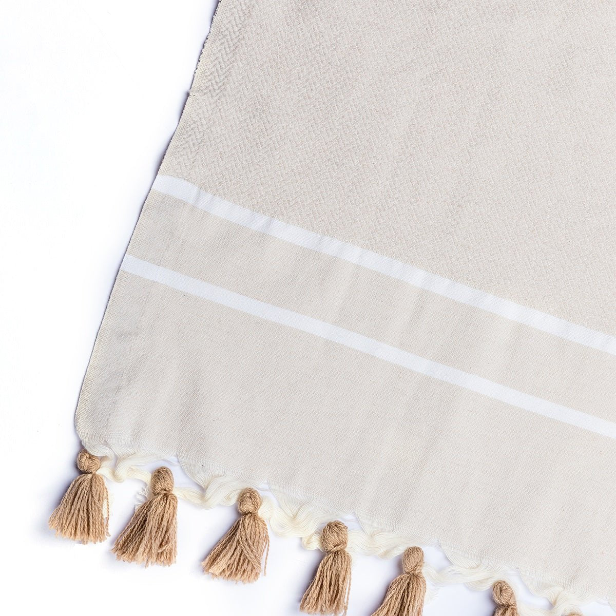Stockholm Chevron Pompom Plaid - Light Taupe - Febronie -The Bradery