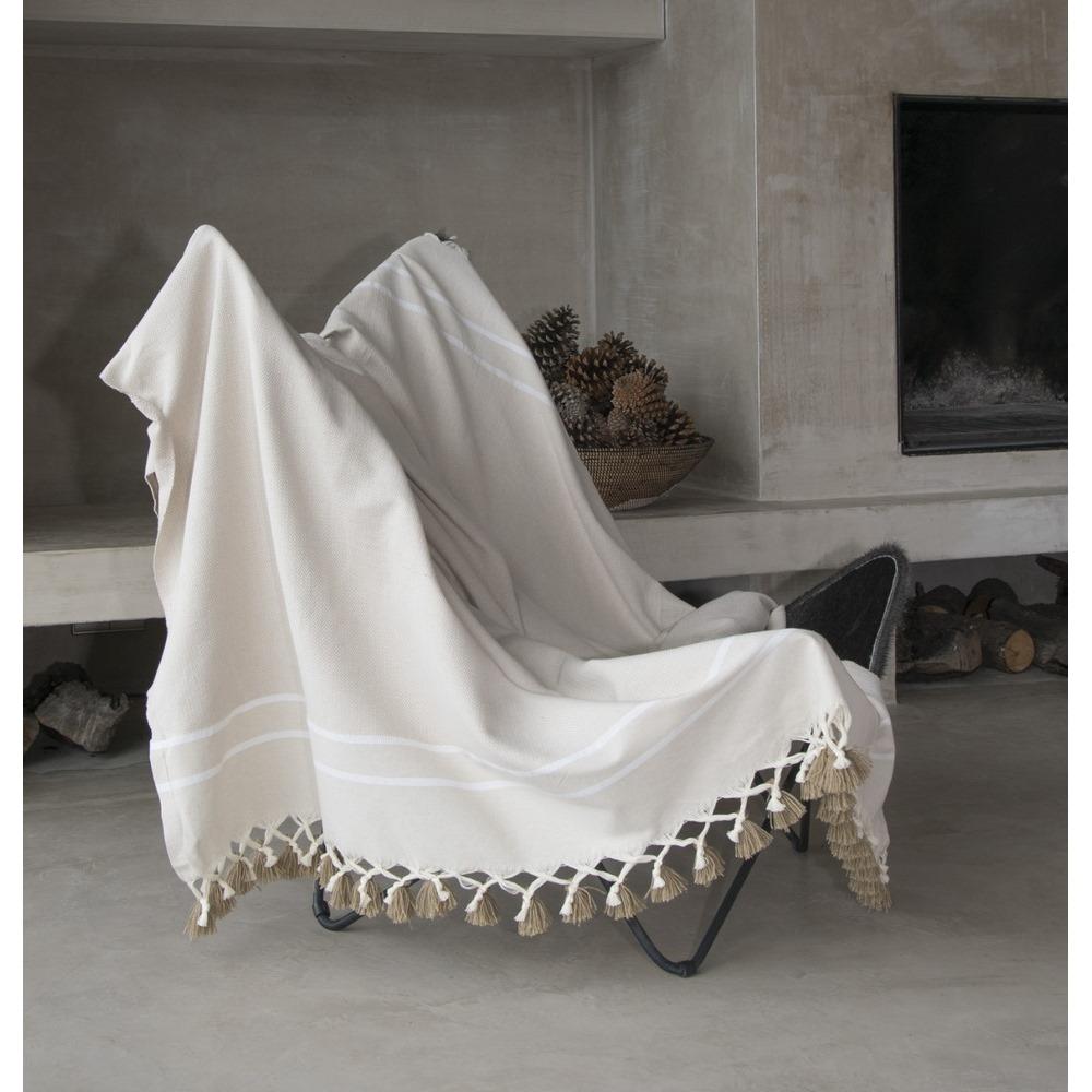 Stockholm Chevron Pompom Plaid - Light Taupe - Febronie -The Bradery
