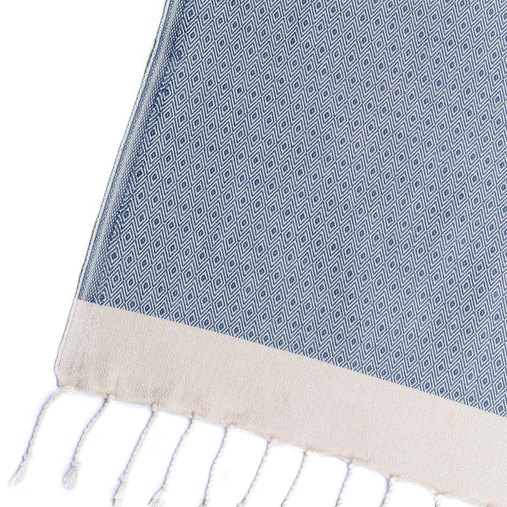 Plaid En Coton Courchevel - Bleu Marine - Febronie - The Bradery